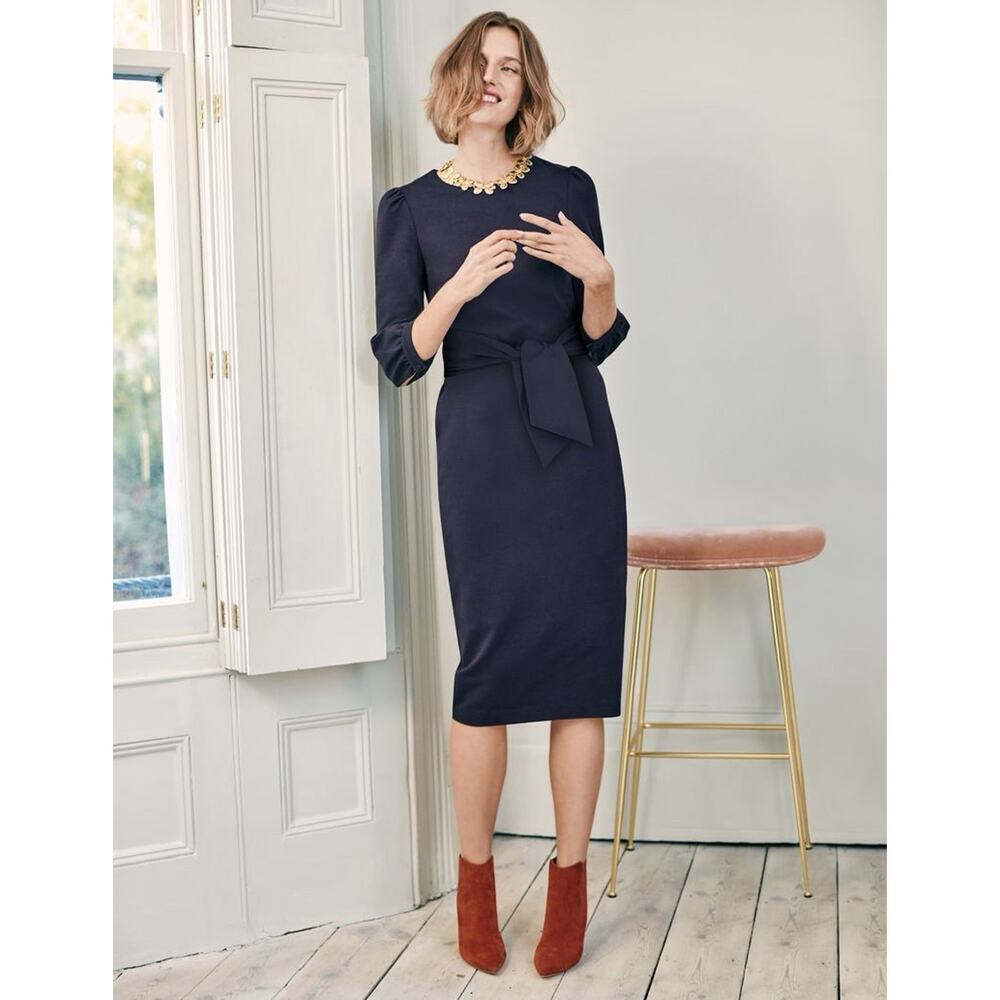 Boden Josephine Ponte midi Dress Navy Blue Sz 6 Office Flirty Romantic Career